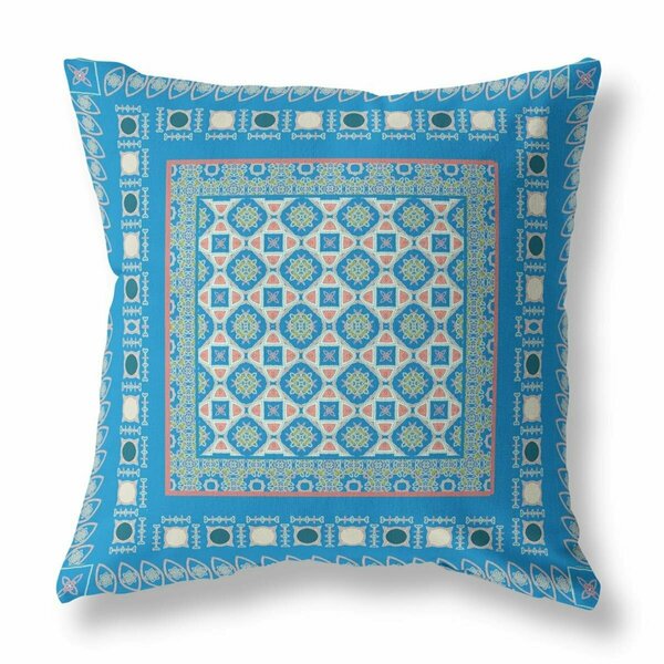 Palacedesigns 18 in. Block Indoor & Outdoor Zippered Throw Pillow Blue & Pink PA3668241